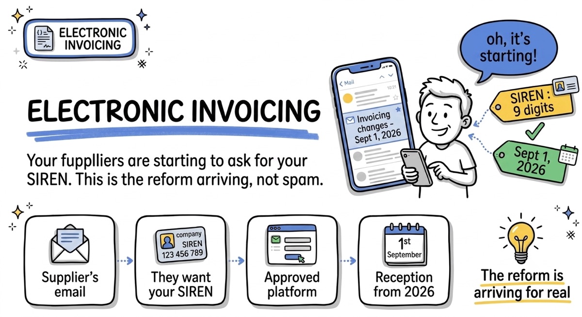 Electronic invoicing — your suppliers are starting to ask for your SIREN, this is the reform arriving, not spam