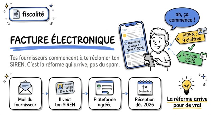 Facture électronique — tes fournisseurs commencent à te réclamer ton SIREN, c'est la réforme qui arrive, pas du spam