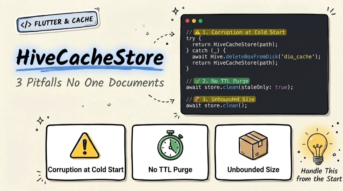 HiveCacheStore — 3 pitfalls no one documents: corruption at cold start, no TTL purge, unbounded size