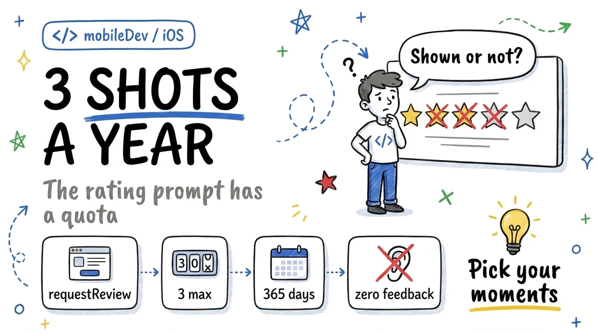 3 shots a year: the iOS rating prompt quota, with zero developer feedback