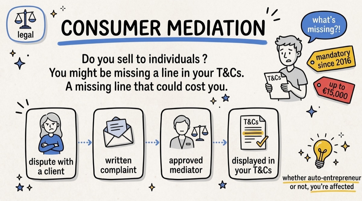 Consumer mediation — do you sell to individuals? You might be missing a line in your T&Cs: dispute, written complaint, approved mediator, displayed in your T&Cs