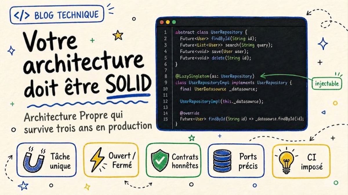 Votre architecture doit être SOLID — architecture propre qui survive trois ans en production
