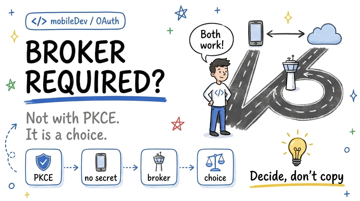Broker required? Not with PKCE: it is an architecture choice, not a security obligation