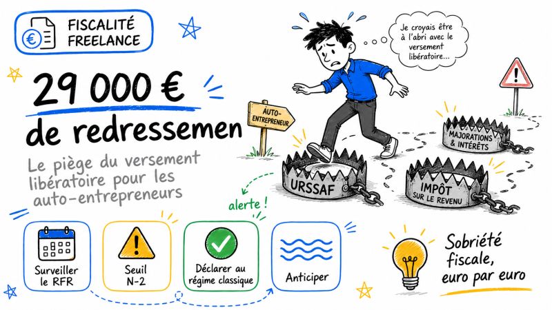 29 000 € de redressement — le piège du versement libératoire pour les auto-entrepreneurs : URSSAF, impôt sur le revenu, majorations
