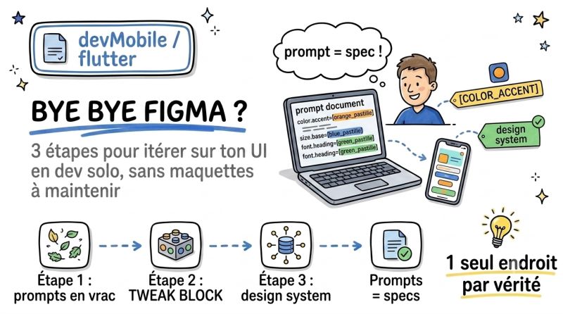Bye bye Figma ? 3 étapes pour itérer sur ton UI en dev solo, sans maquettes à maintenir — un seul endroit par vérité